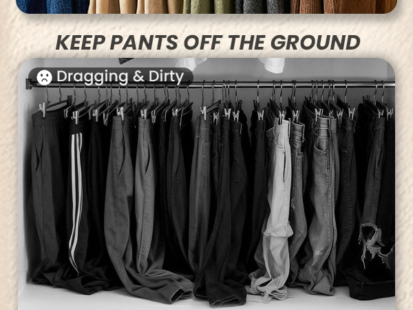 jeans clothes hangers Black Open Ended for Closet Slacks for Mens Blanket Heavy Duty Sleek Design