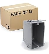 (Pack of 16) Plastic Electrical Box, Grey Outlet Box, Single Gang New Work Junction Box, Captive ...