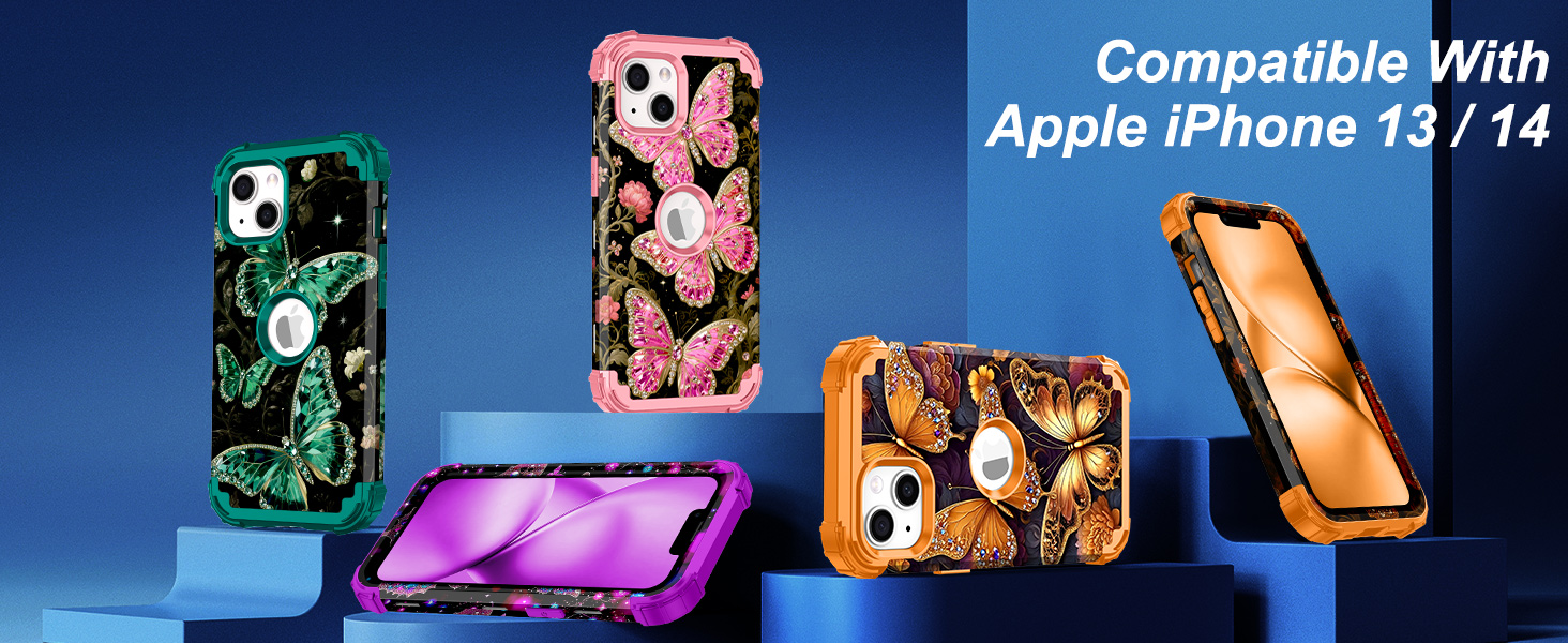 iphone 13 case iphone 14 case glow in the dark butterfly cute heavy duty