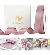 HUIHUANG Mauve Satin Ribbon 1 inch Dusty Rose Ribbon 50 Yards Double Face Silk Satin Ribbon for W...