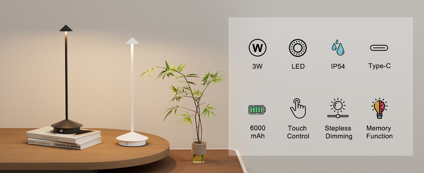 cordless dimmable table lamp