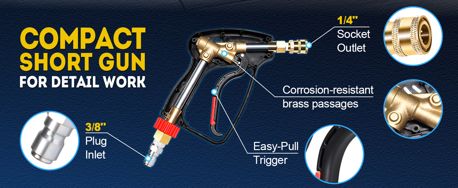 Premium brass Pressure Washer Gun good quality 1/4&amp;#39;&amp;#39; quick connect,3/8&amp;#39;&amp;#39;,M22-14mm