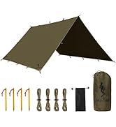 FREE SOLDIER Olive-Green 10x10.5ft Waterproof UV Protection Camping Tarp Shelter with Tent, Stake...