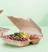 To Go Containers 9x9&amp;#34; 3-Compartment Clamshell Take Out Food Container with Hinge...