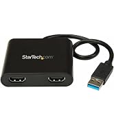 StarTech.com USB 3.0 to Dual HDMI Adapter - 1x 4K 30Hz &amp; 1x 1080p - External Video &amp; Graphics Car...