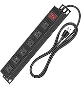 BTU 6 Outlet Power Strip, Metal Mountable Power Strip Surge Protector, Heavy Duty Wall Mount Powe...