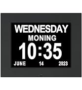 [2023 Newest] 8 Inch Extra Large Calendar Day Date Time Clock with Non-Abbreviated Day Month Deme...
