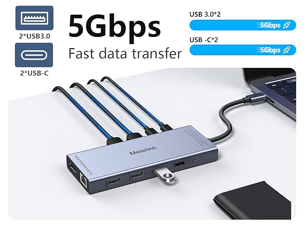 Docking station usb c hub 100W Power Delivery ethernet displayport