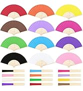 Aneco 24 Pieces Handheld Paper Fans Paper Folding Fans with Bamboos for Wedding Gift, Party, Home...