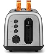 BUYDEEM DT420 2 Slice Toaster, Stainless Steel Toaster with Extra Wide Slots for Bagels, Muffins,...