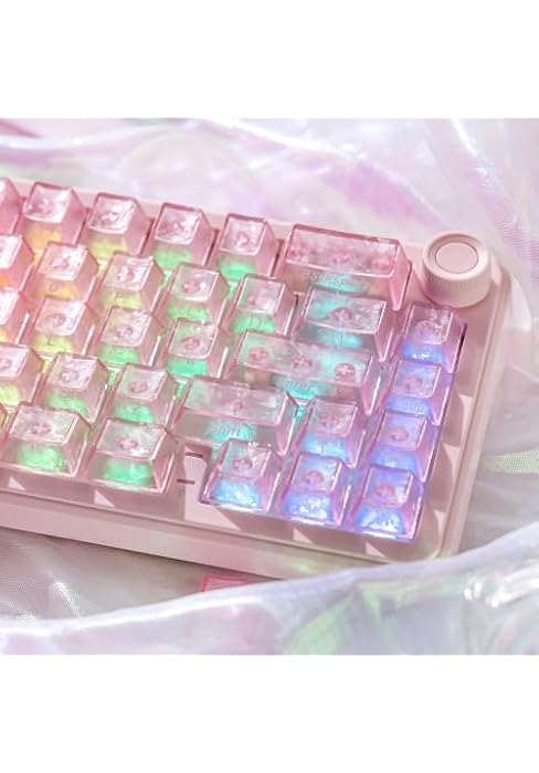 dagaladoo Pink Clear keycaps,Translucent keycaps,Shine Throug Key caps | Forged Carbon Fiber keyb...