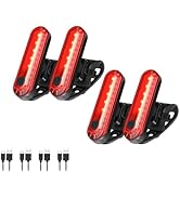 Hilngav 4 Pack Bike Tail Light, Bicycle Rear Light USB-C Rechargeable LED Cycling Safety Flashlig...