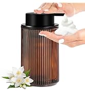 KASUNTING Foaming Soap Dispenser, Amber Glass Foam Hand Soap Dispenser for Bathroom, 11 Fl Oz Rib...