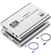 4K HDMI Capture Card for Streaming, Full HD 1080P 60FPS USB 3.0 Cam Link Game Audio Video Capture...