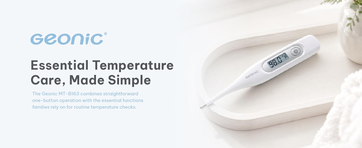 GEONIC B163 digital thermometer with flexible tip for fast and accurate temperature readings.