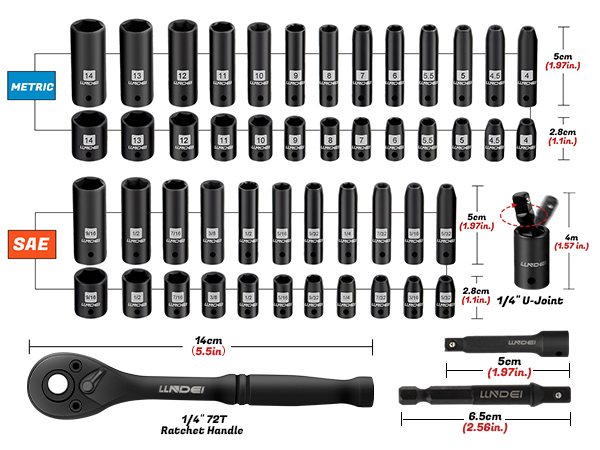 1/4”Drive Impact Socket Set