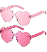 Gaiatop Heart Sunglasses for Women Candy Color Transparent Rimless Heart Glasses for Girls Cute H...