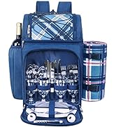 Hap Tim Picnic Basket Backpack for 4 Person with Insulated Leak Proof Cooler Compartment,Wine Hol...