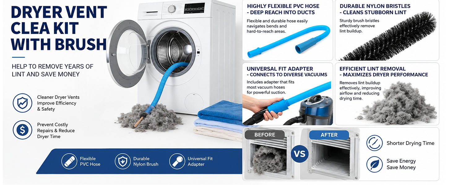 Dryer Vent Cleaner Kit Dryer Lint Vac Vacuum Hose