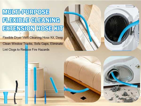 Dryer Vent Cleaner Kit with Flexible Vacuum Hose Attachments