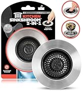 SinkShroom Kitchen Sink Drain Strainer, 2-in-1 Pop-Up Sink Stopper &amp; Strainer with Removable Anti...