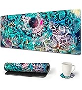 AIMSA Large Gaming Mouse Pad, XXL Keyboard Mouse Mat Extended Desk Pad with Stitched Edges, Durab...