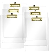 Moocci Thick Acrylic Clear Clipboards Cute Transparent Bulk Clipboard with Gold Strong Clip Hidde...