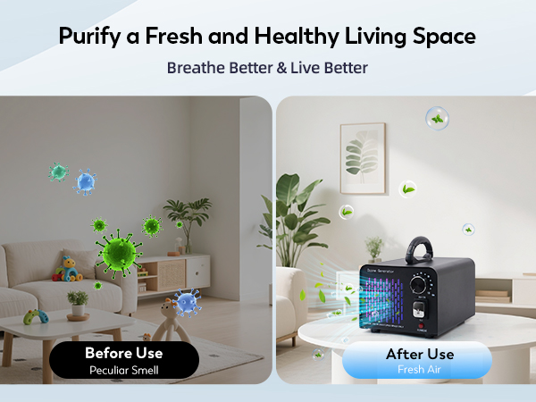 Ozone Odor Eliminator, Ionizer Deodorizer Ozonator for Home, Car, Smoke, Pet Room 