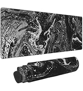 Abstract Black White Grey Marble Marbled Fluid Texture Pattern Gaming Mouse Pad 31.5 X 11.8 Inch ...