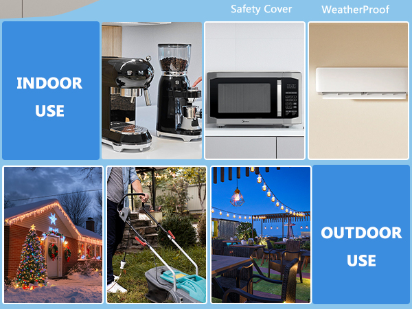 Outdoor Waterproof On/Off Switch Extension Cord, Heavy Duty 125v/250v Black SJTW Cord