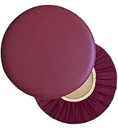 Sigmat 2 Pack Waterproof PU Bar Stool Cover Anti-Slip Round Seat Cover 13.5 Inch Burgundy