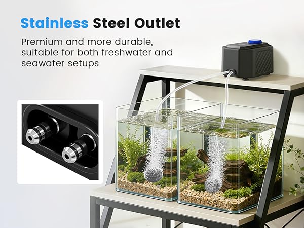 fishkeeper Powerfu Quiet Aquarium Air Pump Adjustable Dual-Outlet Fish Tank Air Pump