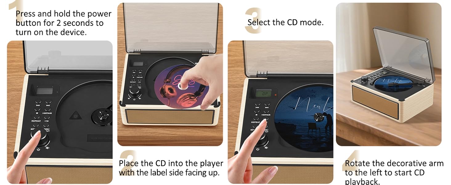 cd player for home retro vintage usgae steps