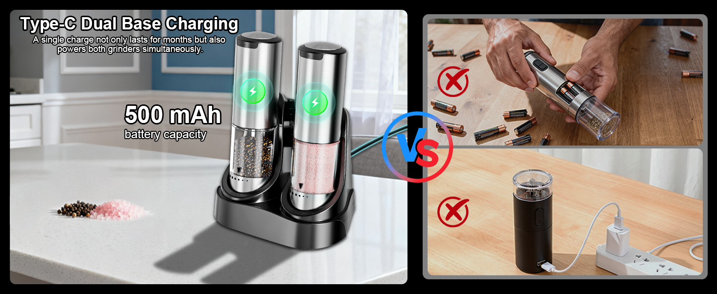 electric salt and pepper grinder set rechargeable salt and pepper shakers salt and pepper mill set