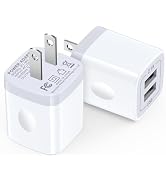 2-Pack Dual Port USB Wall Charger [10.5W, 5V/2.1A], USB-A Charging Block Power Adapter Cube for i...