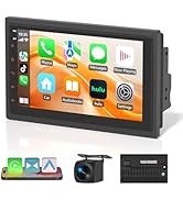 Haudio 7" Wireless Double Din Car Stereo with Bluetooth, Wireless CarPlay, Android Auto, Backup C...