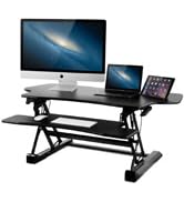 Mount-It! Height Adjustable Standing Desk Converter | 48” Wide Tabletop Sit Stand Desk Riser with...