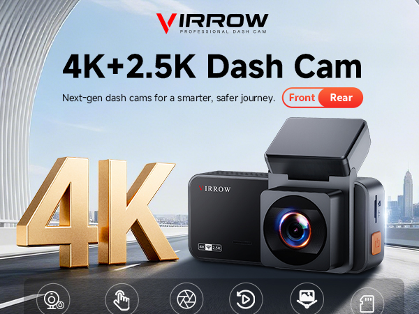 VIRROW X5 dash cam front and rear