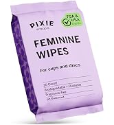 Pixie Feminine Wipes - On The Go Public Bathroom Wipes for Feminine Care - Safe On Period Cups &amp; ...