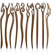 ELLOPH 10 Pcs Chinese Wooden Hair Sticks for Women, Vintage Handcarved Hair Pins for Buns, Natura...
