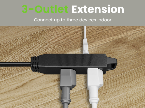 360 degree flat extension cord 3 outlets