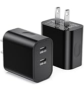 USB C Fast Charger Block for iPhone 15/15 Pro Max, 2-Pack 20W Dual Port USB C Fast Wall Charger, ...