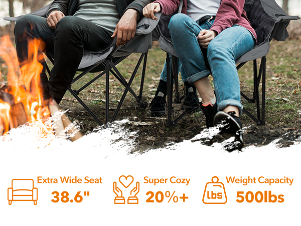 Unfold to a spacious 38.6”L x 24”W x 40.75”H throne, support 500LBS