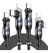 AUFU 240W USB C to USB C Cable 10ft(2Pack), USBC to USBC Dual Head 180° Rotation/C to C Cable/Hig...
