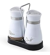 Salt and Pepper Shakers Set, Stainless Steel with Glass Bottle for Table, RV, Camp, BBQ, Set of 2...