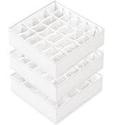 Criusia 3 Pack Sock Underwear Drawer Organizer Dividers, 64 Cell Fabric Foldable Cabinet Closet O...
