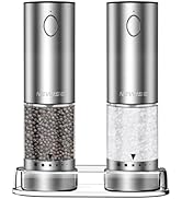 Newise Electric Salt and Pepper Grinder Set, Rechargeable with LED Lights, Stainless Steel Automa...