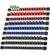 AMM 9-Piece Socket Organizer, 1/2 inch, 3/8 inch and 1/4 inch Drive socket holders organizers,Hea...