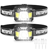 Victoper Headlamp Rechargeable 2 Pack, 1200 Lumens Bright LED Head Lamp with Red Light, 6 Modes H...