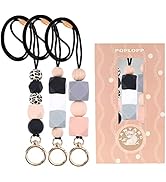 POPLOPP 3PCS Teacher Lanyards for ID Badges and Keys, Cute Silicone Beaded Lanyard for Women Nurs...